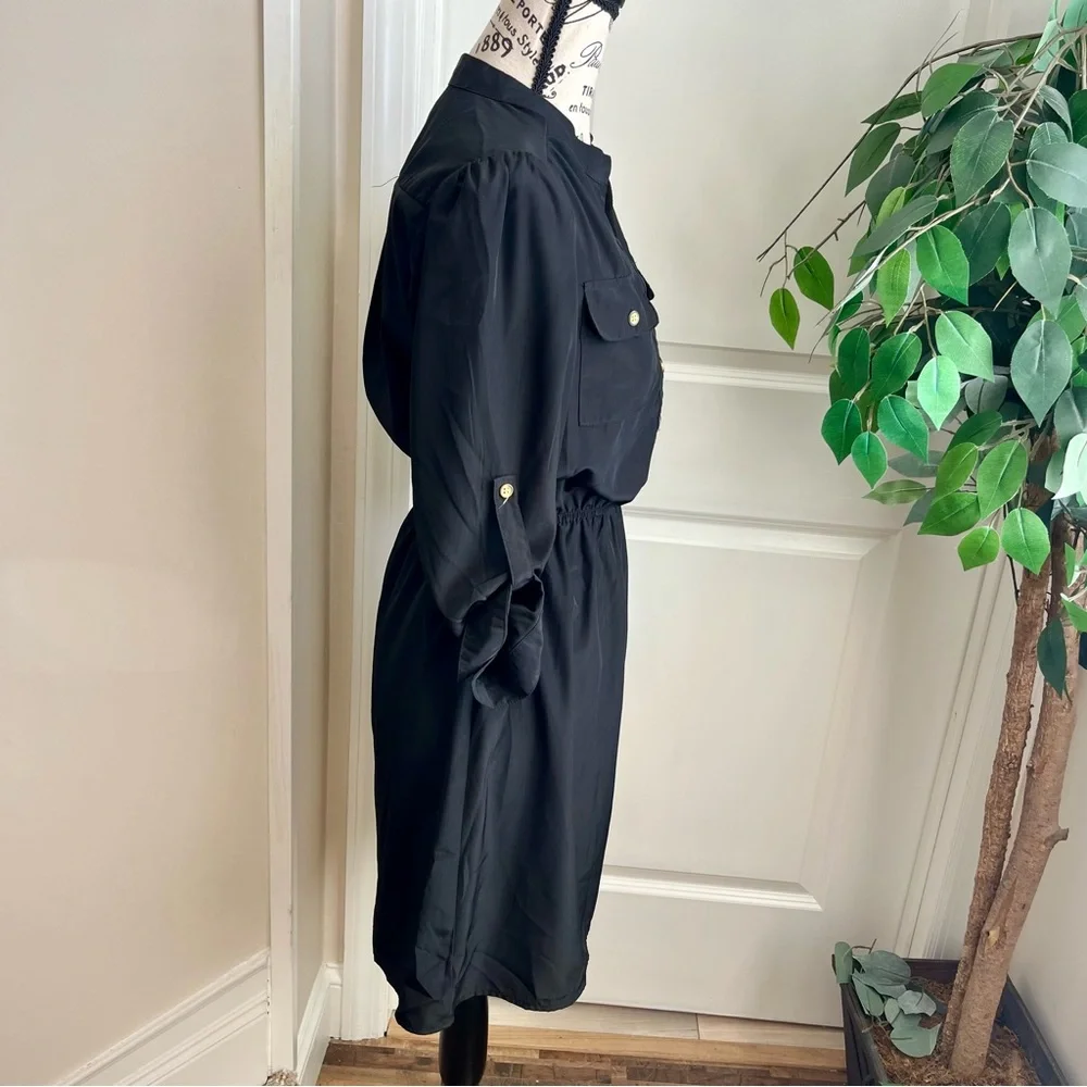 Charlotte Russe Button-Front Shirt Mini Dress Black Sz S